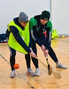 19 December 2022; Limerick hurlers Aaron Costello, left, and Declan Hannon at the inaugural GAA Vision Sports Hurling Event, which was held at at Gaelscoil Chaladh an Treoigh in Newcastle, Limerick, where Limerick hurling stars Declan Hannon and Aaron Costello were in attendance. Photo by Piaras Ó Mídheach/Sportsfile