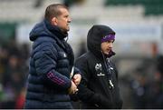 18 December 2022; Munster head coach Graham Rowntree, left, and head of athletic performance Ged McNamara before the Heineken Champions Cup Pool B Round 2 match between Northampton Saints and Munster at Franklin's Gardens in Northampton, England. Photo by Seb Daly/Sportsfile