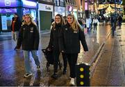 21 December 2022; Republic of Ireland Women's National Team players, from left, Jessie Stapleton, Keeva Keenan and Jamie Finn, supporting the Dublin Simon Community in Dublin city centre. Photo by Ramsey Cardy/Sportsfile