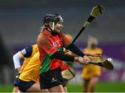 17 December 2022; Emma Gaffney of James Stephens in action against Paula O'Hagan of Clonduff during the AIB All-Ireland Intermediate Camogie Club Championship Final match between Clonduff of Down and James Stephens of Kilkenny at Croke Park in Dublin. Photo by Piaras Ó Mídheach/Sportsfile