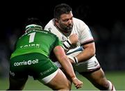 23 December 2022; Marty Moore of Ulster is tackled by Denis Buckley of Connacht during the United Rugby Championship match between Connacht and Ulster at The Sportsground in Galway. Photo by Piaras Ó Mídheach/Sportsfile