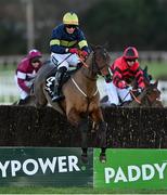 26 December 2022; Final Orders, with Keith Donoghue up, jumps the last on their way to winning the 'Bet Through The Free Racing Post App' Handicap Steeplechase on day one of the Leopardstown Christmas Festival at Leopardstown Racecourse in Dublin. Photo by Seb Daly/Sportsfile