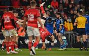26 December 2022; Peter O’Mahony of Munster and Max Deegan of Leinster, left, tussle early in the first half during the United Rugby Championship match between Munster and Leinster at Thomond Park in Limerick. Photo by Piaras Ó Mídheach/Sportsfile