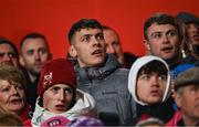 26 December 2022; Kerry gaelic footballer David Clifford watches the build-up to Munster's first try, scored by Gavin Coombes, during the United Rugby Championship match between Munster and Leinster at Thomond Park in Limerick. Photo by Piaras Ó Mídheach/Sportsfile