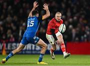 26 December 2022; Keith Earls of Munster in action against Hugo Keenan of Leinster during the United Rugby Championship match between Munster and Leinster at Thomond Park in Limerick. Photo by Eóin Noonan/Sportsfile