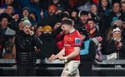 26 December 2022; Patrick Campbell of Munster celebrates after scoring his side's third try during the United Rugby Championship match between Munster and Leinster at Thomond Park in Limerick. Photo by Piaras Ó Mídheach/Sportsfile