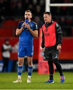 26 December 2022; Leinster head of athletic performance Charlie Higgins with Nick McCarthy during the United Rugby Championship match between Munster and Leinster at Thomond Park in Limerick. Photo by Piaras Ó Mídheach/Sportsfile