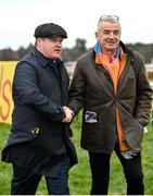 28 December 2022; Trainer Gordon Elliott, left, and owner Michael O'Leary celebrate after sending out Conflated to win the Savills Steeplechase on day three of the Leopardstown Christmas Festival at Leopardstown Racecourse in Dublin. Photo by Seb Daly/Sportsfile