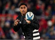 26 December 2022; Malakai Fekitoa of Munster during the warm-up before the United Rugby Championship match between Munster and Leinster at Thomond Park in Limerick. Photo by Piaras Ó Mídheach/Sportsfile