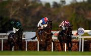 29 December 2022; Green Glory, with Philip Byrnes up, on their way to winning the INH Stallion Owners EBF Novice Handicap Hurdle on day four of the Leopardstown Christmas Festival at Leopardstown Racecourse in Dublin. Photo by Seb Daly/Sportsfile