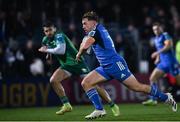 1 January 2023; Liam Turner of Leinster on his way to scoring his side's first try during the United Rugby Championship between Leinster and Connacht at RDS Arena in Dublin. Photo by Harry Murphy/Sportsfile