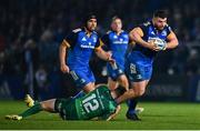 1 January 2023; Michael Milne of Leinster is tackled by David Hawkshaw of Connacht during the United Rugby Championship between Leinster and Connacht at RDS Arena in Dublin. Photo by Ben McShane/Sportsfile