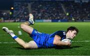1 January 2023; Rob Russell of Leinster scores his side's fourth try during the United Rugby Championship between Leinster and Connacht at RDS Arena in Dublin. Photo by Ben McShane/Sportsfile