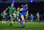 1 January 2023; Ryan Baird of Leinster on his way to scoring his side's sixth try during the United Rugby Championship between Leinster and Connacht at RDS Arena in Dublin. Photo by Ben McShane/Sportsfile