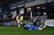 1 January 2023; Byron Ralston of Connacht is tackled into touch by Jimmy O'Brien of Leinster during the United Rugby Championship between Leinster and Connacht at RDS Arena in Dublin. Photo by Harry Murphy/Sportsfile