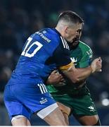 1 January 2023; Jarrad Butler of Connacht is tackled by Jonathan Sexton of Leinster during the United Rugby Championship between Leinster and Connacht at RDS Arena in Dublin. Photo by Harry Murphy/Sportsfile