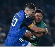 1 January 2023; Jarrad Butler of Connacht is tackled by Jonathan Sexton of Leinster during the United Rugby Championship between Leinster and Connacht at RDS Arena in Dublin. Photo by Harry Murphy/Sportsfile