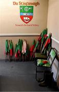 2 January 2023; Flags for marking the pitch in the clubhouse before the challenge match between Mayo and Sligo at James Stephen's Park in Ballina, Mayo. Photo by Piaras Ó Mídheach/Sportsfile