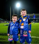1 January 2023; Matchday mascot Rian Kirwan, right, with his brother Oisin at Leinster and Connacht in the United Rugby Championship at RDS Arena in Dublin. Photo by Harry Murphy/Sportsfile