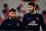 1 January 2023; Rory Sutherland, left, and Iain Henderson of Ulster before the United Rugby Championship between Ulster and Munster at Kingspan Stadium in Belfast. Photo by Ramsey Cardy/Sportsfile