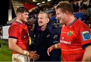 1 January 2023; Munster head coach Graham Rowntree, with Jack O'Donoghue, left, and Stephen Archer after the United Rugby Championship between Ulster and Munster at Kingspan Stadium in Belfast. Photo by Ramsey Cardy/Sportsfile
