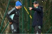 3 January 2023; James Lowe and Backs coach Andrew Goodman during a Leinster rugby squad training session at UCD in Dublin. Photo by Harry Murphy/Sportsfile