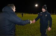 3 January 2023; Tipperary manager Liam Cahill, right, and Waterford manager Davy Fitzgerald after the Co-Op Superstores Munster Hurling League Group 1 match between Waterford and Tipperary at Mallow GAA Sports Complex in Cork. Photo by Eóin Noonan/Sportsfile