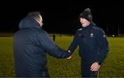 3 January 2023; Tipperary manager Liam Cahill, right, and Waterford manager Davy Fitzgerald after the Co-Op Superstores Munster Hurling League Group 1 match between Waterford and Tipperary at Mallow GAA Sports Complex in Cork. Photo by Eóin Noonan/Sportsfile