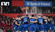 26 December 2022; Leinster players huddle during the United Rugby Championship match between Munster and Leinster at Thomond Park in Limerick. Photo by Eóin Noonan/Sportsfile