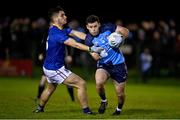 4 January 2023; Ross McGarry of Dublin in action against Eoin Darcy of Wicklow during the O'Byrne Cup Group C Round 1 match between Wicklow and Dublin at Baltinglass GAA club in Baltinglass, Wicklow. Photo by Sam Barnes/Sportsfile