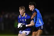 4 January 2023; Kevin Quinn of Wicklow in action against Ben Millist of Dublin during the O'Byrne Cup Group C Round 1 match between Wicklow and Dublin at Baltinglass GAA club in Baltinglass, Wicklow. Photo by Sam Barnes/Sportsfile