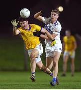 4 January 2023; Dylan Farrell of Longford in action against Sean O'Flynn of Laois during the O'Byrne Cup Group B Round 1 match between Laois and Longford at McCann Park in Portarlington, Laois. Photo by Matt Browne/Sportsfile