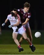 4 January 2023; Senan Baker of Westmeath collides with Conall McKeever of Louth during the O'Byrne Cup Group A Round 1 match between Louth and Westmeath at the Protection & Prosperity Louth GAA Centre of Excellence in Darver, Louth. Photo by Ben McShane/Sportsfile