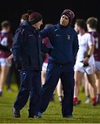 4 January 2023; Westmeath manager Dessie Dolan, right, and Louth manager Mickey Harte after the O'Byrne Cup Group A Round 1 match between Louth and Westmeath at the Protection & Prosperity Louth GAA Centre of Excellence in Darver, Louth. Photo by Ben McShane/Sportsfile