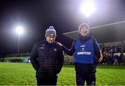 4 January 2023; Dublin manager Dessie Farrell, left, and Wicklow manager Oisín McConville in conversation after the O'Byrne Cup Group C Round 1 match between Wicklow and Dublin at Baltinglass GAA club in Baltinglass, Wicklow. Photo by Sam Barnes/Sportsfile