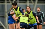 4 January 2023; Elaine Anthony, left, during a Leinster Rugby women's training session at the IRFU High Performance Centre at the Sport Ireland Campus in Dublin. Photo by Harry Murphy/Sportsfile