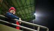5 January 2023; Cork supporter Derek McCarthy, from St Finbarr's in Cork, awaits the arrival of the teams before the Co-Op Superstores Munster Hurling League Group 2 match between Kerry and Cork at Austin Stack Park in Tralee, Kerry. Photo by Brendan Moran/Sportsfile