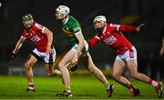 5 January 2023; Evan Murphy of Kerry in action against Alan Cadogan and Declan Dalton of Cork during the Co-Op Superstores Munster Hurling League Group 2 match between Kerry and Cork at Austin Stack Park in Tralee, Kerry. Photo by Brendan Moran/Sportsfile