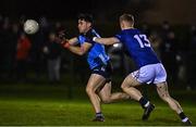 4 January 2023; Darragh Conlon of Dublin in action against Kevin Quinn of Wicklow during the O'Byrne Cup Group C Round 1 match between Wicklow and Dublin at Baltinglass GAA club in Baltinglass, Wicklow. Photo by Sam Barnes/Sportsfile