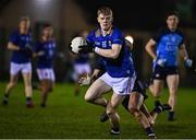4 January 2023; Kevin Quinn of Wicklow in action against CJ Smith of Dublin during the O'Byrne Cup Group C Round 1 match between Wicklow and Dublin at Baltinglass GAA club in Baltinglass, Wicklow. Photo by Sam Barnes/Sportsfile
