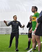6 January 2023; Leitrim manager Andy Moran with Conor Farrell during the Connacht FBD League Round 1 match between Leitrim and Galway at the NUI Galway Connacht GAA Air Dome in Bekan, Mayo. Photo by David Fitzgerald/Sportsfile