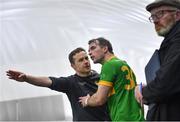 6 January 2023; Leitrim manager Andy Moran with Conor Farrell during the Connacht FBD League Round 1 match between Leitrim and Galway at the NUI Galway Connacht GAA Air Dome in Bekan, Mayo. Photo by David Fitzgerald/Sportsfile