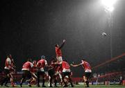 6 January 2023; Alex Kendellen of Munster wins possession in a lineout for his side during the United Rugby Championship between Munster and Emirates Lions at Musgrave Park in Cork.  Photo by Eóin Noonan/Sportsfile