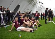 6 January 2023; Galway players, from left, Johnny Heaney, Matthew Tierney, Robert Finnerty and Cathal Sweeney watch the final minutes during the Connacht FBD League Round 1 match between Leitrim and Galway at the NUI Galway Connacht GAA Air Dome in Bekan, Mayo. Photo by David Fitzgerald/Sportsfile