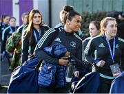 7 January 2023; Eimear Corri of Leinster, left, arrives alongside teammates before the Vodafone Women’s Interprovincial Championship Round One match between Leinster and Connacht at Energia Park in Dublin. Photo by Seb Daly/Sportsfile