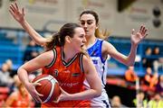 7 January 2023; Michelle Clarke of Killester in action against Helena Rohan of Waterford Wildcats during the Basketball Ireland Paudie O'Connor Cup Semi-Final match between Waterford Wildcats and Killester at Neptune Stadium in Cork. Photo by Brendan Moran/Sportsfile