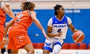 7 January 2023; Karli Seay of Waterford Wildcats in action against Chanell Williams of Killester during the Basketball Ireland Paudie O'Connor Cup Semi-Final match between Waterford Wildcats and Killester at Neptune Stadium in Cork. Photo by Brendan Moran/Sportsfile