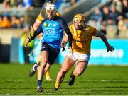 7 January 2023; Cillian Costello of Dublin in action against Michael Bradley of Antrim during the Walsh Cup Group 1 Round 1 match between Dublin and Antrim at Parnell Park in Dublin. Photo by Tyler Miller/Sportsfile
