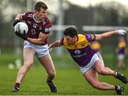 7 January 2023; John Heslin of Westmeath in action against Liam O'Connor of Wexford during the O'Byrne Cup Group A Round 2 match between Westmeath and Wexford at The Downs GAA club in Mullingar, Westmeath. Photo by Sam Barnes/Sportsfile