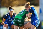 7 January 2023; Mairead Coyne of Connacht is tackled by Jess Keating of Leinster during the Vodafone Women’s Interprovincial Championship Round One match between Leinster and Connacht at Energia Park in Dublin. Photo by Seb Daly/Sportsfile